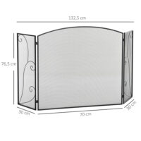 Kamingitter mit 3 Paneelen, klappbar, sicher und stabil in Schwarz.