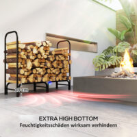 Kaminholzregal 120x36x99 cm mit wasserabweisender Tragetasche, Farbe Schwarz.