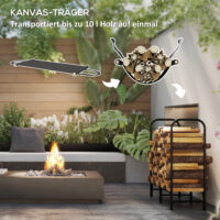 Kaminholzregal 120x36x99 cm mit wasserabweisender Tragetasche, Farbe Schwarz.