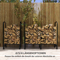 Kaminholzregal 120x36x99 cm mit wasserabweisender Tragetasche, Farbe Schwarz.