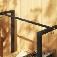 Kaminholzregal 123x32x115 cm, 2 Abschnitte, bis 200 kg Tragkraft, Schwarz.