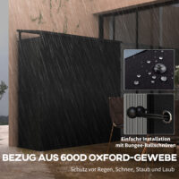Kaminholzregal 185x62x184 cm, wasserdicht, bis 2000 kg Tragkraft, Schwarz.