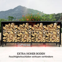 Kaminholzregal 240x36x99 cm, wasserabweisend, mit Tragetasche in Schwarz.