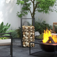 Kaminholzregal 36x30x90 cm für Outdoor & Indoor, bis 30 kg belastbar, Schwarz.