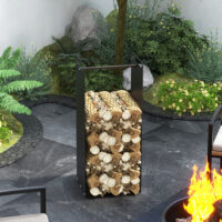 Kaminholzregal 36x30x90 cm für Outdoor & Indoor, bis 30 kg belastbar, Schwarz.