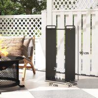 Kaminholzregal 36x30x90 cm für Outdoor & Indoor, bis 30 kg belastbar, Schwarz.
