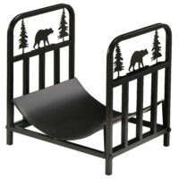 Kaminholzregal 42x335x43 cm, bis 50 kg belastbar, kompakt und schwarz.