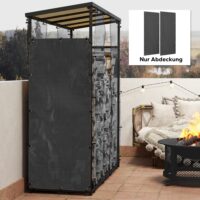 Kaminholzregal-Abdeckung 2er-Set 148x62 cm, wasserdicht, Farbe Schwarz.
