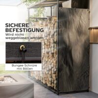 Kaminholzregal-Abdeckung 2er-Set 148x62 cm, wasserdicht, Farbe Schwarz.