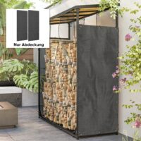 Kaminholzregal-Abdeckung 2er-Set 148x62 cm, wasserdicht, Farbe Schwarz.
