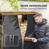 Kaminholzregal-Abdeckung im 2er-Set, wasserdicht mit UV-Schutz, Schwarz.