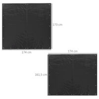 Kaminholzregal-Abdeckung im 2er-Set, wasserdicht mit UV-Schutz, Schwarz.