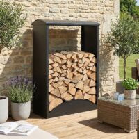 Kaminholzregal aus Metall anthrazit Outdoor Brennholzregal 160x98x50 cm