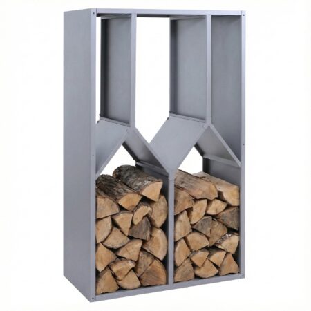 Kaminholzregal aus Metall grau Outdoor Kaminholzregal 160x95x50 cm
