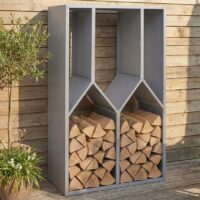 Kaminholzregal aus Metall grau Outdoor Kaminholzregal 160x95x50 cm