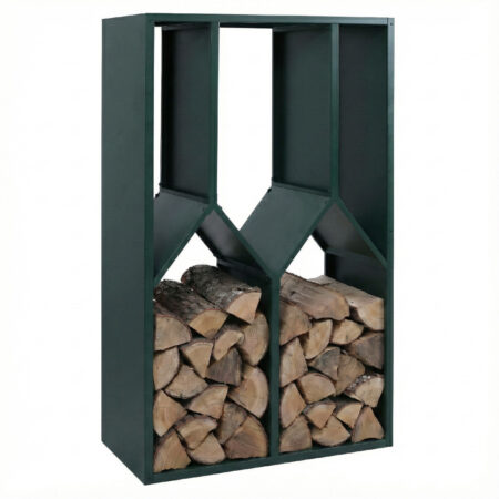 Kaminholzregal aus Metall grün Outdoor Brennholzregal 160x95x50 cm