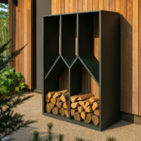 Kaminholzregal aus Metall grün Outdoor Brennholzregal 160x95x50 cm