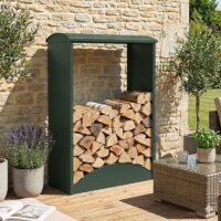 Kaminholzregal aus Metall grün Outdoor Brennholzregal 160x98x50 cm