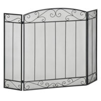 Kaminschutzgitter 105x805 cm, klappbar aus stabilem Stahl in Schwarz.