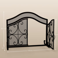 Kaminschutzgitter 105x805 cm mit magnetischen Türen, stabil und schwarz.