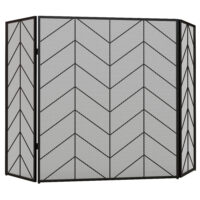 Kaminschutzgitter 135x85 cm, klappbar mit 3 Paneelen in Schwarz.