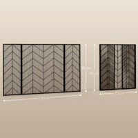 Kaminschutzgitter 135x85 cm, klappbar mit 3 Paneelen in Schwarz.