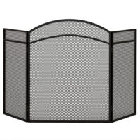 Kaminschutzgitter 96x60 cm, klappbar mit 3 Paneelen in Schwarz.