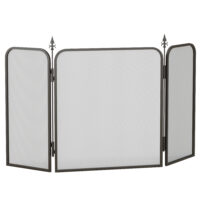 Faltbares Kaminschutzgitter mit 3 Paneelen als Funkenschutz aus Metall in Schwarz.