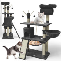 Großer Katzenbaum Emelly in Dunkelgrau, stabil für Katzen.