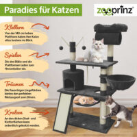 Großer Katzenbaum Emelly in Dunkelgrau, stabil für Katzen.