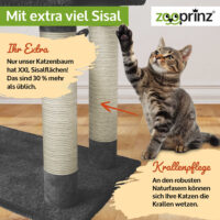 Großer Katzenbaum Emelly in Dunkelgrau, stabil für Katzen.