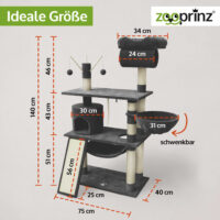 Großer Katzenbaum Emelly in Dunkelgrau, stabil für Katzen.