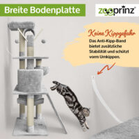 Komfortabler Katzenbaum Emelly in Hellgrau mit mehreren Ebenen.