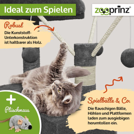 Moderner Katzenbaum Kätty in Dunkelgrau für Kletterspaß.