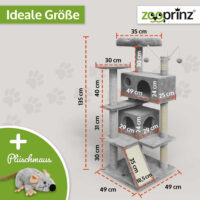 Stilvoller Katzenbaum Kätty in Hellgrau mit Kratzmöglichkeiten.