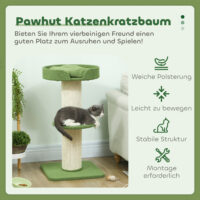 Katzenbaum mit Katzenbett und Plattform 91cm Lammwolle grün