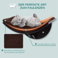 Braunes Katzenbett zur Wandmontage, Masse 41x28x21cm, bietet Ihrer Katze einen erhöhten und sicheren Schlafplatz.