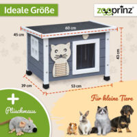 Elegantes Katzenhaus Fontana in Grau-Weiß für den Außenbereich.