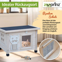 Katzenhaus Fontana aus Naturholz, gemütlicher Rückzugsort.