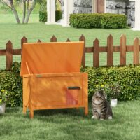Katzenhaus wetterfest mit Fenster für draussen orange grün