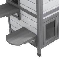 Weisses Outdoor-Katzenhaus aus Holz, Masse 78x55.5x91cm, bietet Schutz und Komfort im Freien.