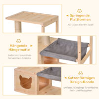 Naturfarbenes Katzenhaus aus Tannenholz, Masse 70x35x60cm, ein charmantes und gemütliches Heim für Ihre Katze.