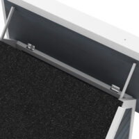 Graues wetterfestes Katzenhaus aus Holz, Masse 77x57.5x68cm, ideal für den Einsatz im Garten oder auf dem Balkon.