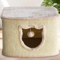 Katzenhöhle CosyCave Beige robust mit Sisal und Plüsch