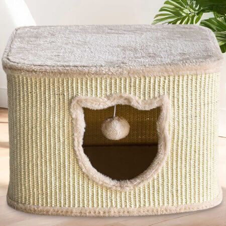 Katzenhöhle CosyCave Beige robust mit Sisal und Plüsch