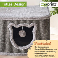 Katzenhöhle CosyCave Beige robust mit Sisal und Plüsch