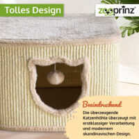 Katzenhöhle CosyCave Beige robust mit Sisal und Plüsch