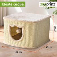 Katzenhöhle CosyCave Beige robust mit Sisal und Plüsch