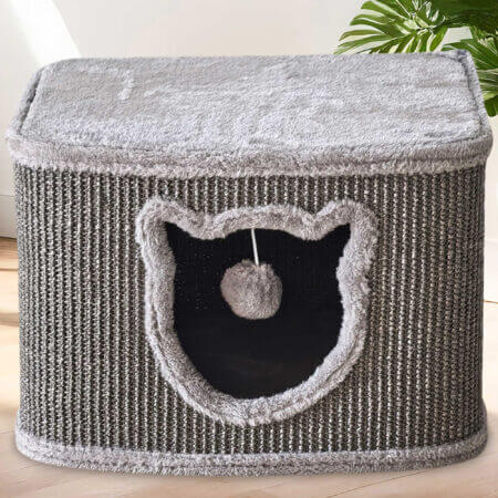 Katzenhöhle CosyCave Beige robust mit Sisal und Plüsch