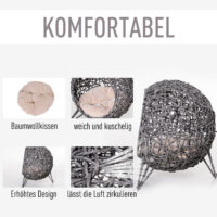 Katzenhöhle Katzenhaus mit Kissen Ø52x58cm Grau - Weiche Katzenhöhle für Haustiere, in stilvollem Grau.